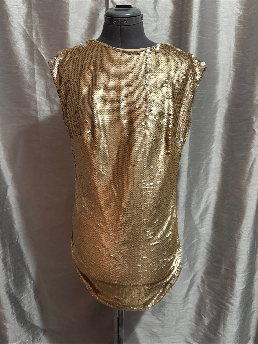 Gold Sequin Mini Dress - Sleeveless Party Dress